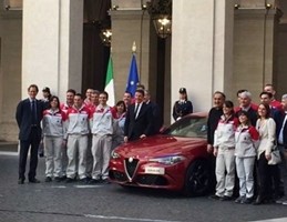 La nuova Giulia presentata a Palazzo Chigi da Marchionne e Elkann