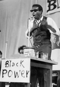 Personalities Civil Rights. pic: July 1967. Stokely Carmichael (1941-1998) Trinidadian-American black activist, active in the 1960's American Civil Rights Movement, pictured speaking in London.