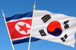 Flags of North and South Korea