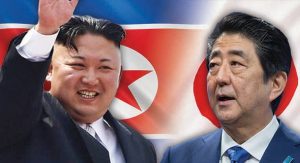 Kim Jong-un and Shinzo Abe