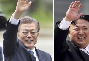 l presidente sudcoreano Moon Jae-in e quello nordcoreano Kim Jong Un