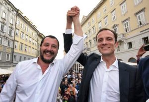 Da sinistra Matteo Salvini con Massimiliano Fedriga