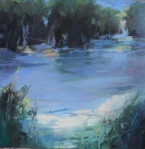 Si specchia d'acqua in segreto il cielo - olio su tela 60x60 2017