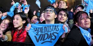 Anti-abortion rights activists gather as lawmakers are expected to vote on a bill legalizing abortion, in Buenos Aires