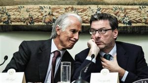 Giovanni Malagò, presidente Coni, con Giancarlo Giorgetti, sottosegretario alla Presidenza del Consiglio ANSA