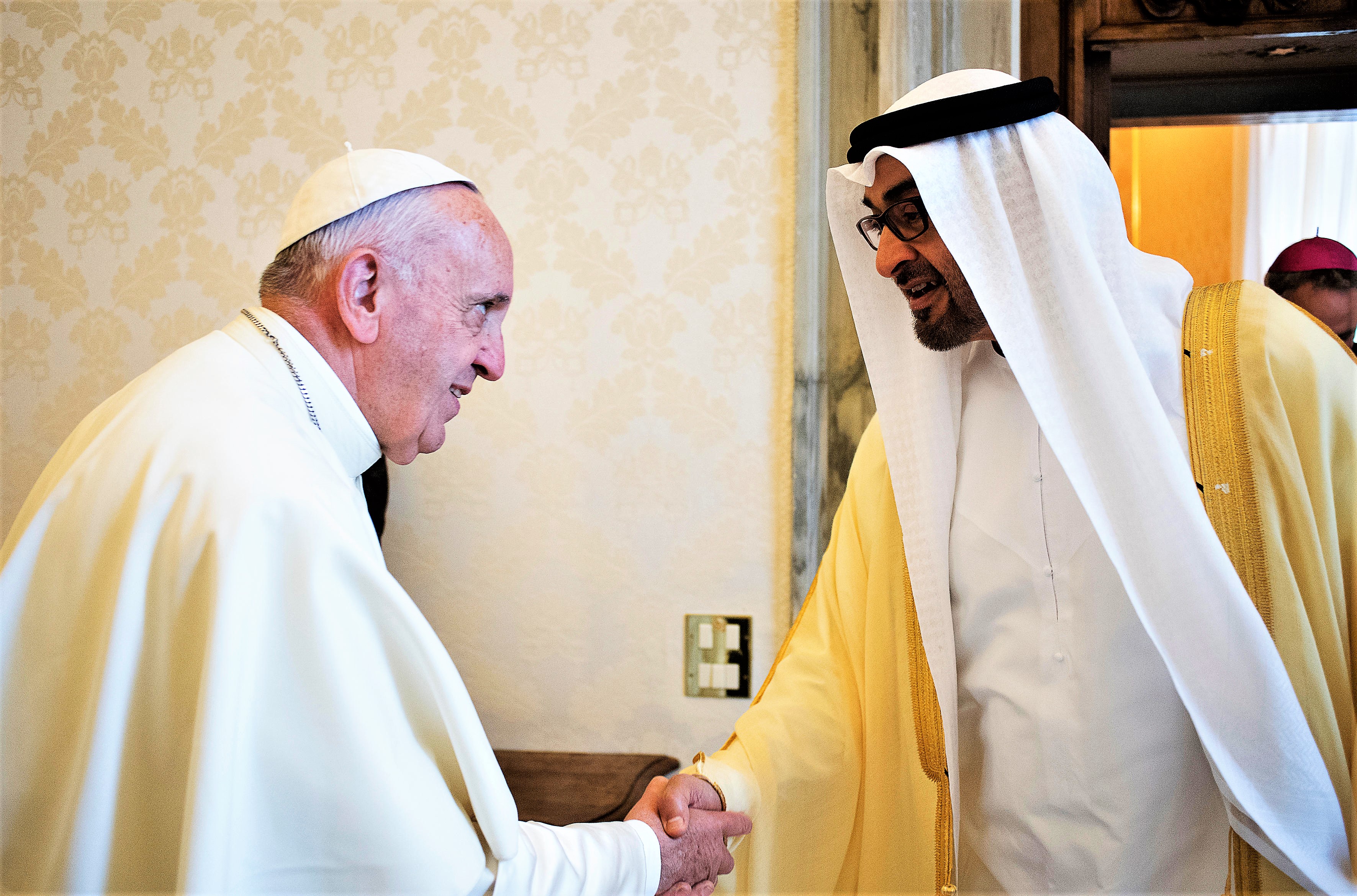 Papa Francesco e Mohammed Bin Zayed bin Sultan Al-Nahyan principe ereditario di Abu Dhabi