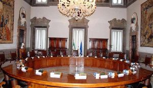 La sala del Consiglio dei ministri di Palazzo Chigi