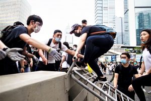 Demonstrators gather to show opposition to amendments to extradition law in Hong Kong