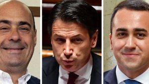 Nicola Zingaretti, Giuseppe Conte e Luigi Di Maio