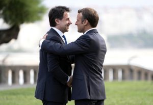 Giuseppe Conte e Emmanuelle Macron