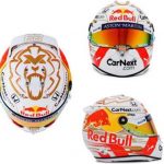 Questo il casco con sui l'olandese Verstappen scenderà in pista nelle prime gare del Mondiale di F1. Il leone è sempre il tema dominante