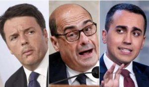 Matteo Renzi, Nicola Zingaretti e Luigi Di Maio