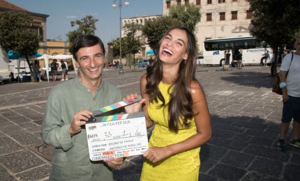 Francesca Chillemi e Andrea Di Maria sul set di "In fila per due"