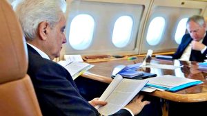 Sergio Mattarella on a plane