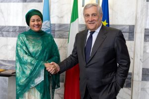 Il ministro degli Esteri Antonio Tajani e la vicesegretaria generale delle Nazioni Unite Amina Mohammed