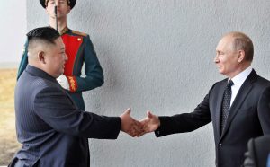 Russian President Vladimir Putin meets North Korean leader Kim Jong Un