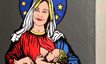 "Santa Giorgia" Meloni nel murales pop di aleXsandro Palombo