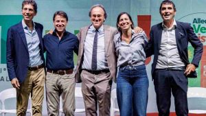 Riccardo Magi, Giuseppe Conte, Angelo Bonelli, Elly Schlein e Nicola Fratoianni