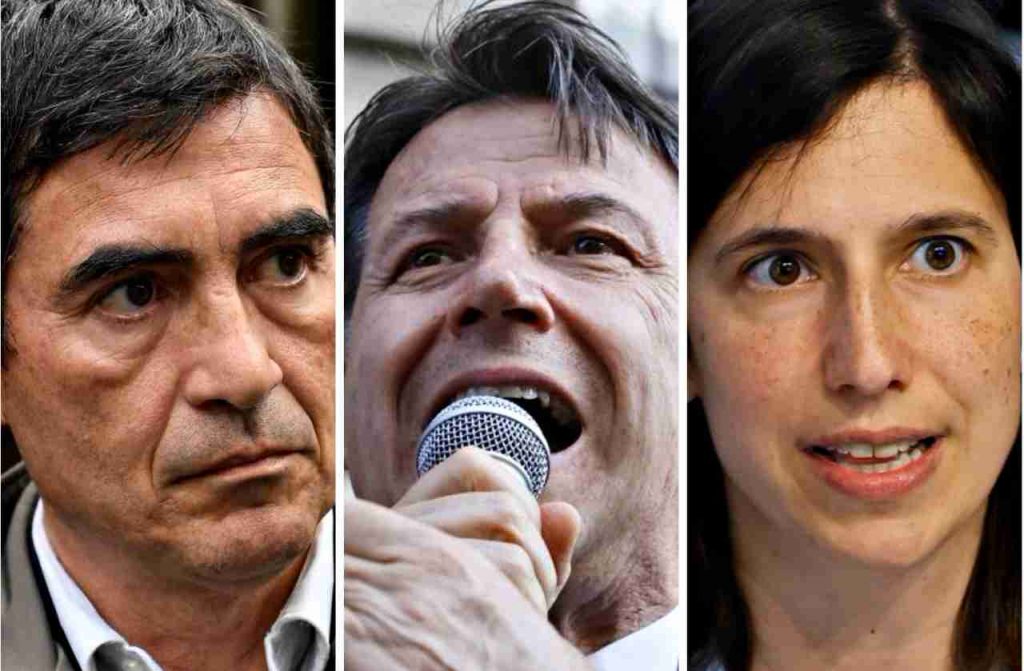 Nicola Fratoianni, Giuseppe Conte e Elly Schlein