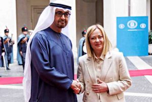 Sheikh Mohamed bin Zayed Al Nahyan e Giorgia Meloni